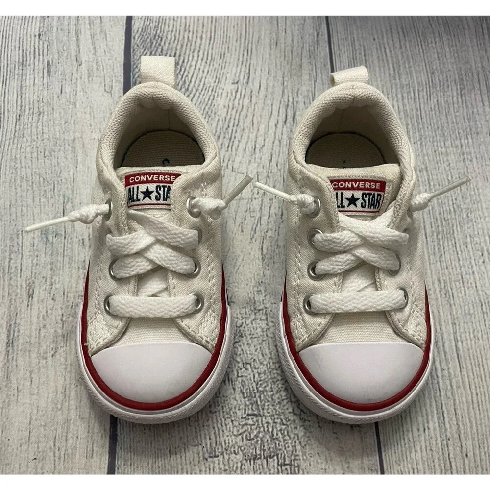 White Converse Slip On Toddler Shoes, Size 5